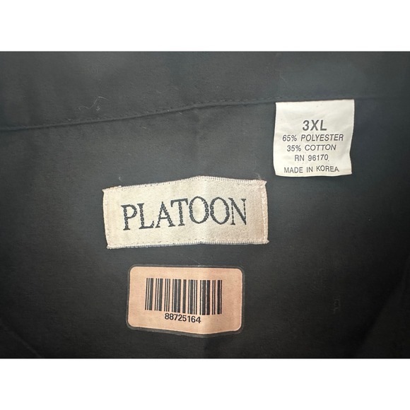 Platoon 3XL Black Shirt Embroidered Short Sleeve Button Up Men's Casual Collar - Picture 5 of 10